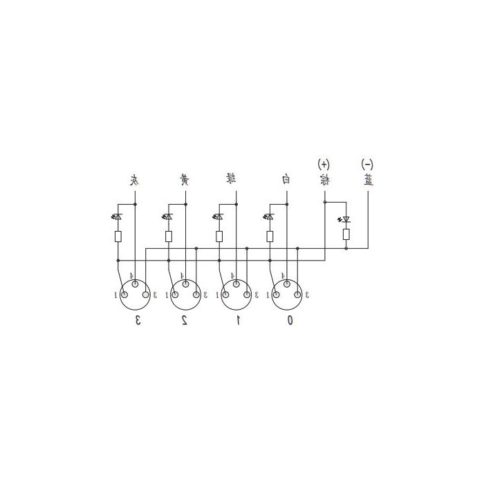 M8 junction box, single channel, NPN, 4-port all-in-one, LED, PVC non-flexible cable, gray sheathing, 23N421-XXX