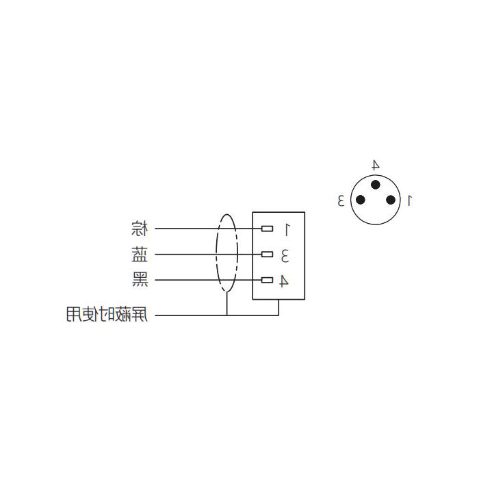 M8 3-PIN, straight male, single-end precast PUR flexible cable, black sheathing, 63S001-XXX