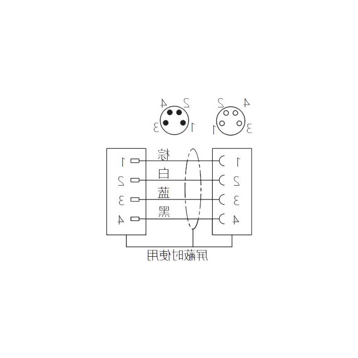 M8 4Pin, female straight turn male 90°, double end pre-cast PVC non-flexible cable, grey sheathing, 63D143-XXX