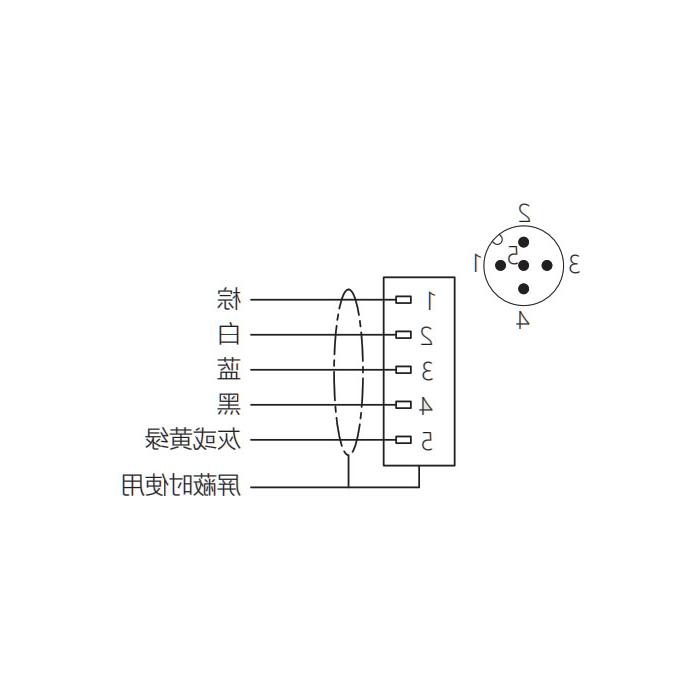 M12 5Pin, straight male head, flange socket, plate rear mounting, suitable for field welding installation, 64SC01H