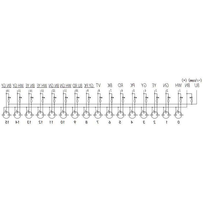 M8接线盒，单通道，PNP， 16端口，分体式，带LED，带顶盖和电缆，23PT16